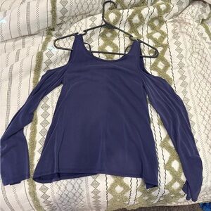 Hollister Navy Purple Cold Shoulder Long Sleeve Top